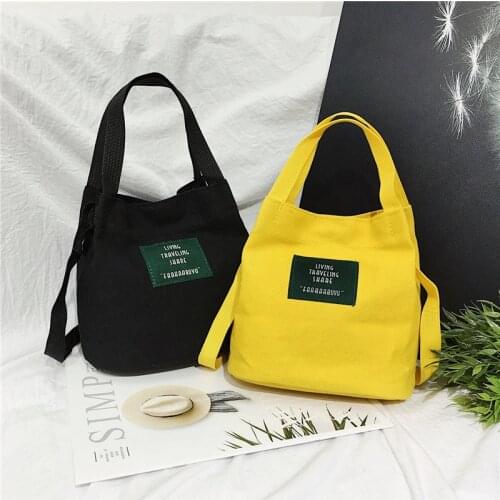 Korean Canvas Bucket Bag Crossbody Ladies Small Cotton Tote Bag 2021 Designer Handbag High Qualiy Cloth Pouch for Girls