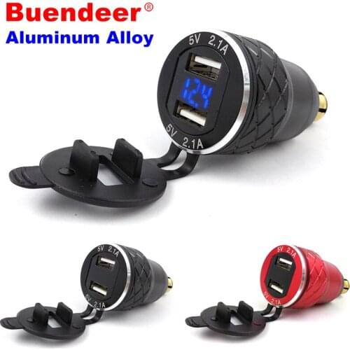 Mini Dual Usb Port Aluminum Alloy Cigarette Lighter Adapter for BMW Moto For Hella DIN Moto Waterproof Voltage LED Display
