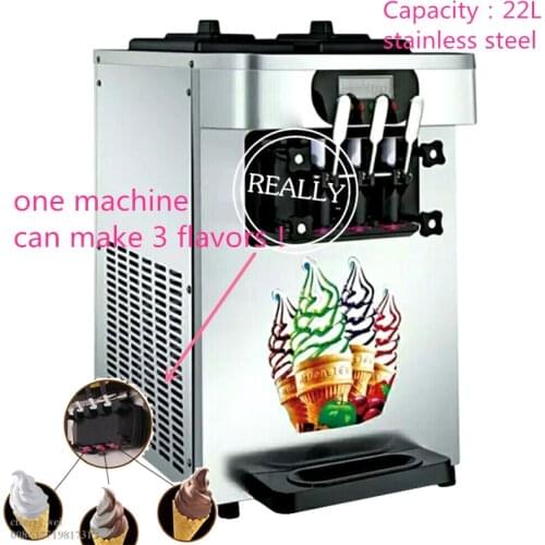 Stainless steel 3 flavors 22/h high 84cm ！mini table top ice cream making machine soft serve soft ice cream machine to seaport