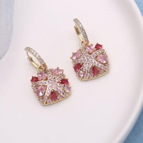 SWOUR New Fashion Jewelry CZ Colorful Australia Crystal Square Starfish Small Huggie Hoop Earrings Mujer Pendiented S502