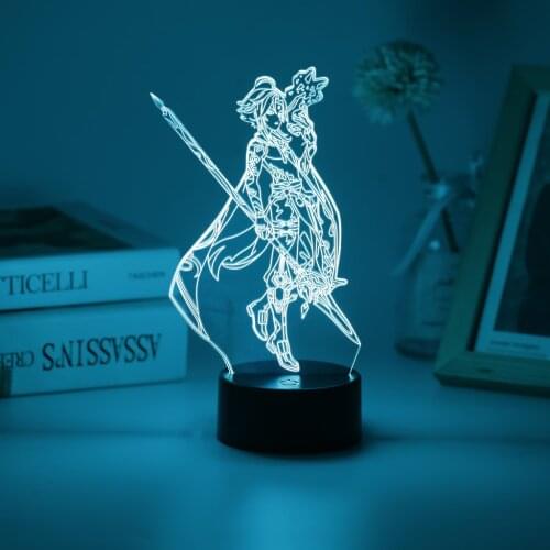 Anime Game Figure Night Light Black Floor And Crack Base Festival Party Desktop Lamp Genshin Impact Banana Fish Attack On Titan