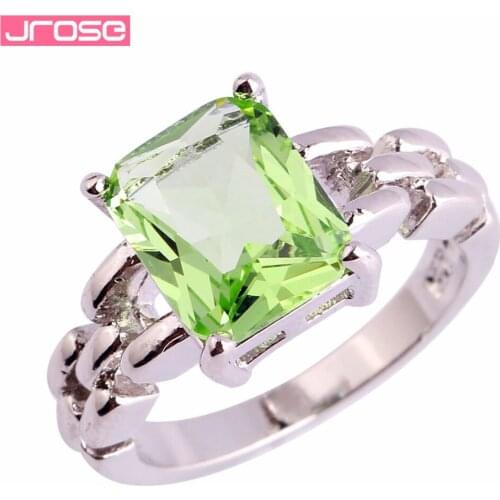 JROSE Wholesale 0.99 !! New Arrival Fashion Green CZ Silver Color Ring Size 6 7 8 9 10 11 Pretty Goodly Classic Jewelry