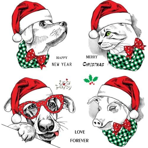 ZhuoAng Christmas puppy and cat Clear Stamps For DIY Scrapbooking/Card Making Decorative Silicon Stamp Crafts
