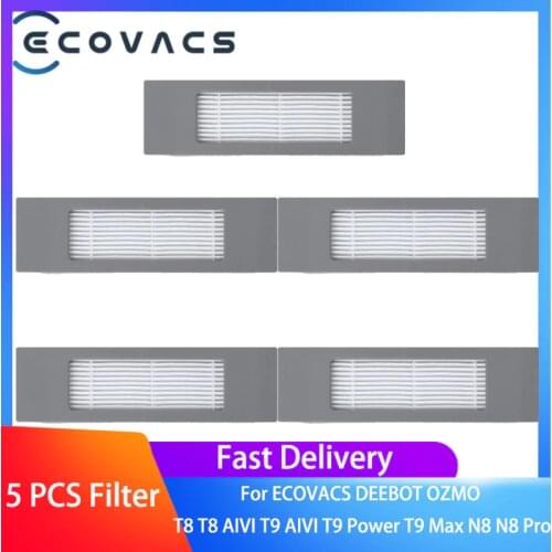 5 PCS Replacement HEPA Filter for ECOVACS Deebot T8 T9 T9 AIVI Robot Vacuum Cleaner Series
