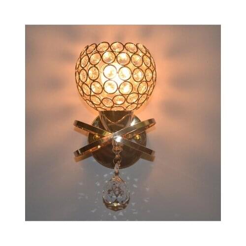 Modern Home Decoration Wall Lamp Aluminium Wire Lampshade Bedroom Light Fixture Crystal dimmable switch LED Wall Lamps