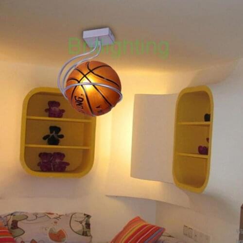 Super star basketball lamp for children room kid glass ball ceiling lights modern flush metal ceiling lamp bedroom led brown Bar