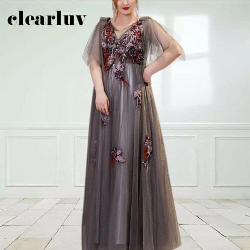 Dark Gray Evening Dresses DR1100 Crepe A-Line Vestidos De Fiesta Appliques Special Occasion Gowns Beading Lace Elegant Dress