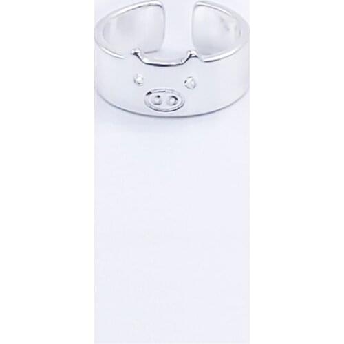 Trendy Pig Face Flat Rings Lovely Catoon Animal Series Unisex Fixed Size Opening Design