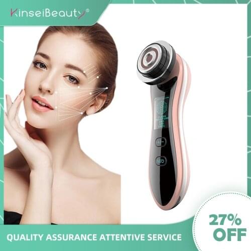 2In1 RF Lifting Facial Ultrasonic Cryotherapy Facial Vibration Red Blue Light Firming Wrinkle Removal Beauty Massager For Face