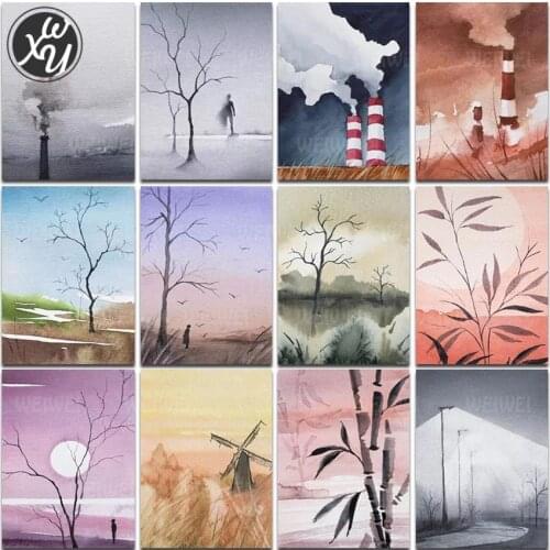 Windmill Diamond Painting Kits for Adults Landscape Tree Cross Stitch Kits Diamond Embroidery Diamond Painting Accessories Decor