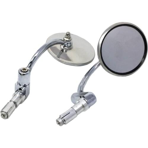 2pcs Motorcycle Round Rearview Mirror Stainless Steel Handle Side Mirror For Inner Diameter Above 17mm Handlebars