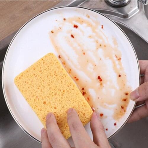 1pcs Wood Pulp Cotton Sponge Scouring Pad Wipe Sponge Kitchen Cleaning Brush Scrub Sponges for Dishwashing Kitchen Accessory