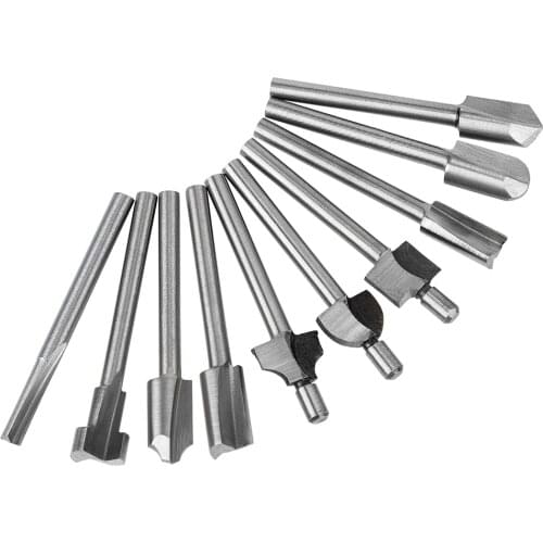 Hakkin 10PCS/lot 1/8 Mini Shank HSS Carpentry Router Bits Fit Dremel Rotary Tools Woodworking Router Bits Milling Cutter