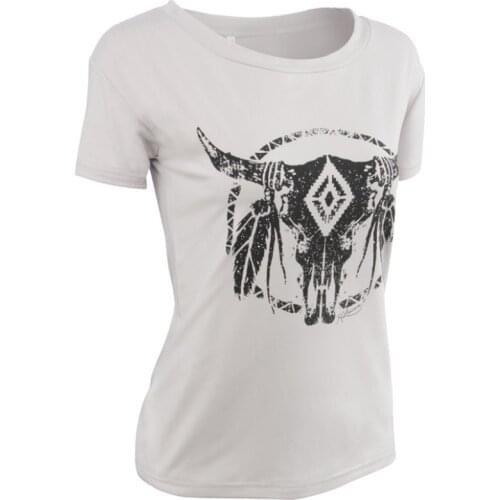 2019 New Fashion Women T-shirt Bull Head Animal Print Shirt Round Neck Casual Pullovers Short Sleeved Round Neck T-shirts Female