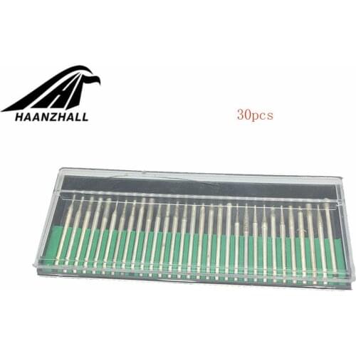 30PCS 3mm Mini Drill Bits Diamond Burs Grinding Wheel Abrasive Shank Wood Stone Engraving for Dremel Power Tools Accessories