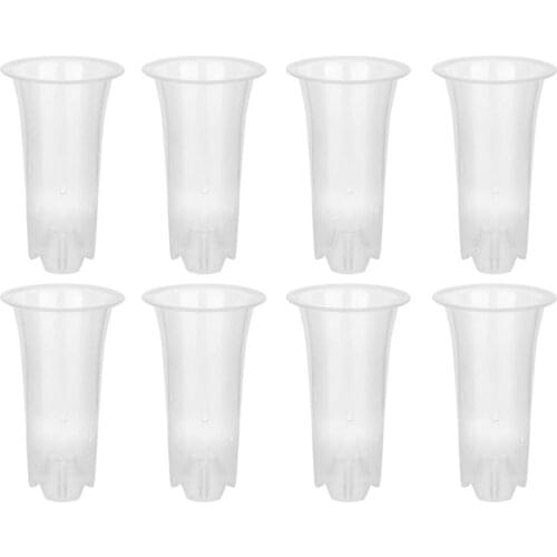 5 Inch 8Pcs Clear Flower Pot Planter Plastic Orchid Pot with Holes Tall Plant Pots for Home Flower Shop Decoration