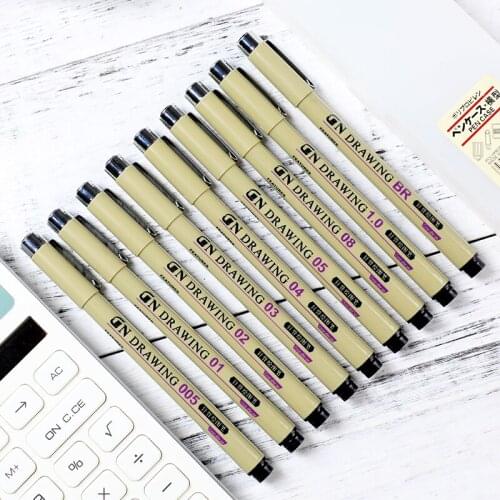 9Pcs/Lot Black micron pen Hook Liner sketch markers Drawing Waterproof Art Supplies Manga Comic Handwriting Pen