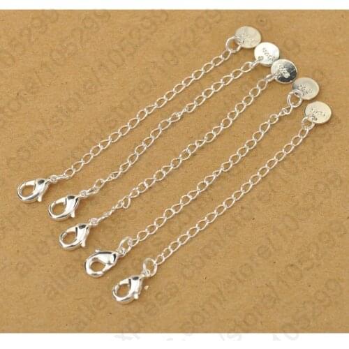 925 Sterling Silver Extension Tail Chains With Tag Lobster Clasps For Necklace Bracelet DIY Jewelry Accessory Findings