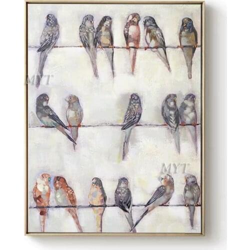 Many Little Birds Handpainted Abstract Oil Painting Modern Wall Art Living Room No Frame Picture Home Decoration Painting