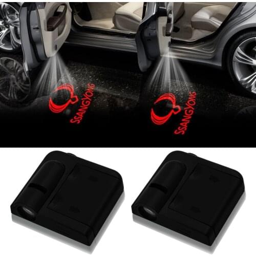 2pc Wireless Led Car Door Welcome Laser Projector Logo Ghost Shadow Lights For SsangYong Actyon Turismo Ssang Yong Rodius Rexton
