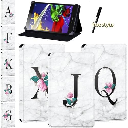 Tablet Case for Lenovo Tab 4(8/10/8 Plus/10 Plus)/Tab 3(7 Essential/10.1)/Tab 2 A8/A7-(10/10F)/A10-70 with Letter Pattern + Pen