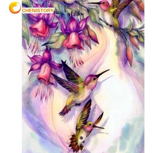 CHENISTORY Painting By Numbers Four Birds On Tree Oil Picture By Number Diy Framed Home Decoration 60x75cm Paint Number Photo