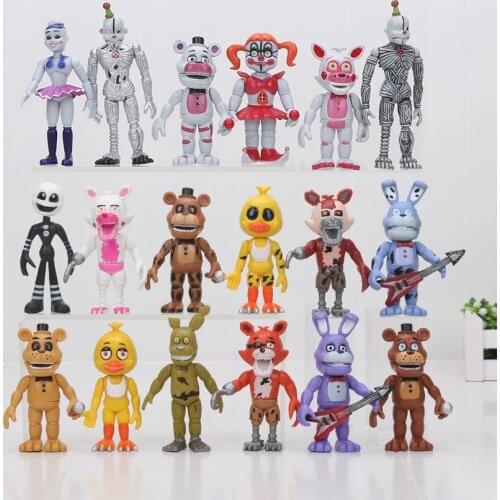 6Pcs/Set 10cm Sister Location Chica Funtime Foxy Ballora Puppet Gold Freddy FNAF PVC Action Figure Toy
