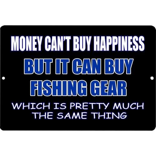Rogue River Tactical Funny Fishing Metal Tin Sign Wall Decor Man Cave Bar Money Can't Buy Happines Fishing Gear