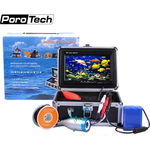 8pcs White LED Fishing Camera 7'' TFT LCD Monitor Fish Finder Underwater Fishing Camera Video Recorder Ice Fishing System
