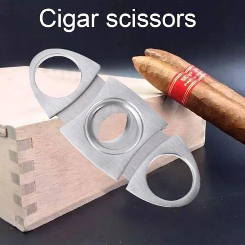 Stainless Steel Pocket Double Blades Cigar Cutter Guillotine Classic Portable Metal Cigar Scissors Sharp Accessories Gift
