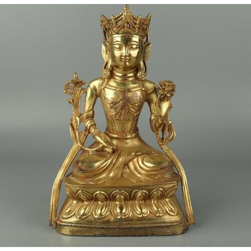 Chinese Exquisite Handmade Copper Tibetan Guanyin statue