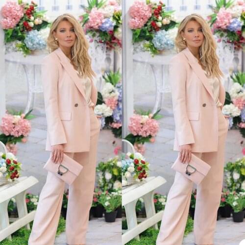 Classic Elegant Women Blazer Suits Custom Made Peaked Lapel Wide Legs Pants Office Lady Daily Casual Loose Jacket