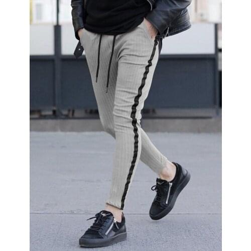 New 2019 Men Casual Striped Pattern Long Pants Male Slim Fit Sport Gym Skinny Pencil Pants Sweatpants Plus Size