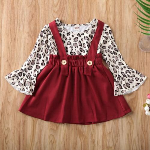 2020 New 2PCS Newborn Baby Girls Long Sleeve Baby Clothes T-shirt Tops Overalls Skirts Outfit Autumn 1-5T