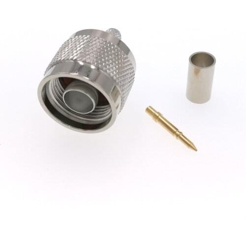 50pcs N Male Plug Crimp RF Connector For RG58 RG142 RG400 LMR195 Cable Zinc Alloy