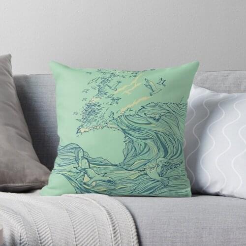 Ocean Breath Throw Pillow Cushion Cover Polyester throw pillows case on sofa home living room car seat decor 45x45cm