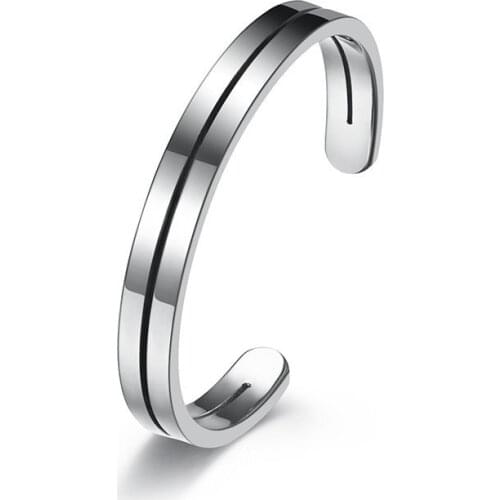 3mm Hollow Black Line Men and Women Ring Gift Titanium Steel Open Rings