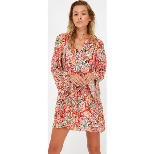 Trendyol Shawl Pattern Viscose Beach Dress TBESS21EL4233