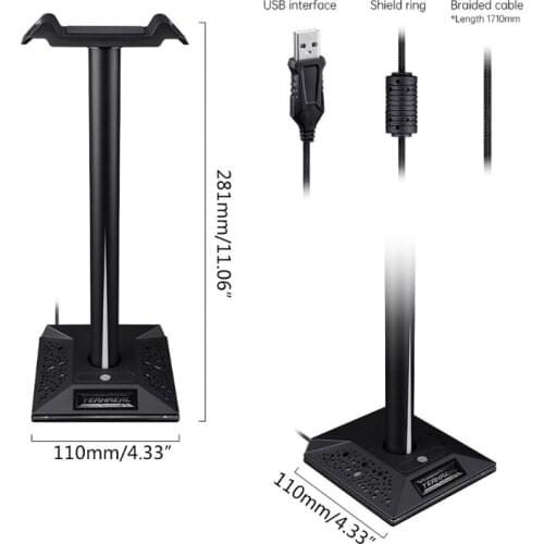 Ajazz RGB Headphone Stand USB Desk Gaming Headset Holder Hanger Rack Suitable for Gamer Desktop Table Game Earphone Acc