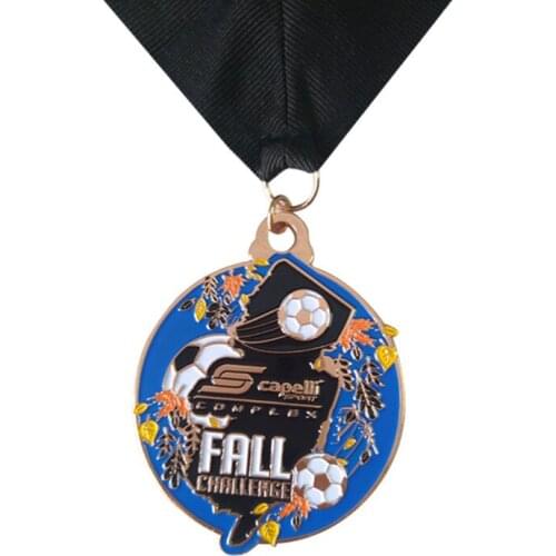 Custom 2D Sports Copper Finishing Medals with Soft Enamel