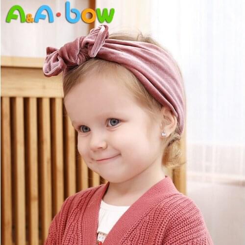 Baby Girls Velvet Headband Winter Soft Baby Children Toddler Cute Bow Headband for Girl Hair Accessories 15 Colors