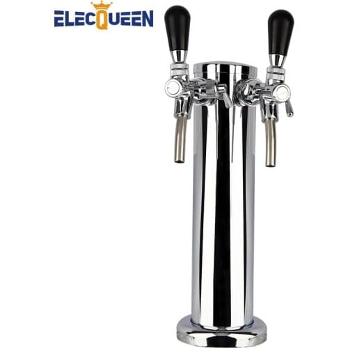 Adjustable Dual Faucet Beer Tower Classical Sliver Polished Beer Column Tower with double adjustable taps ,Bar Accessories