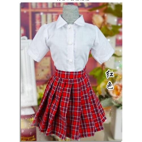 School Uniform Mini Skirt Shirt Outfits Clothing For 1/6 1/4 17" 44cm 1/3 24" Tall Female BJD doll MSD DK DZ AOD DD Doll Wear