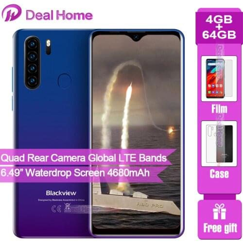 Blackview A80 Pro 6.49' Waterdrop Smartphone Quad Core Rear Cameras 4GB RAM 64GB ROM Global Version Mobile Phone