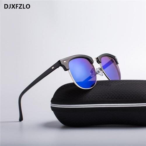DJXFZLO 2021 Half Metal Fashion New Sunglasses Men/Women Brand Designer Retro Rivet High Quality Lens Sun Glasses Female Oculos