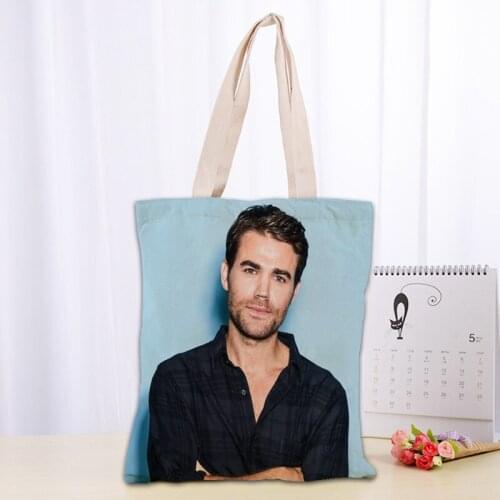 Nice Paul Wesley Tote Bag Women Canva Fabric Bags Eco Reusable Shopping Bag Traveling Beach Useful Shoulder Bag 0331
