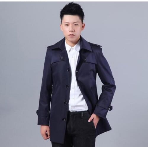 Mens trench coats man Single-breasted long coat men european clothes slim overcoat long sleeve spring autumn plus size S - 4XL