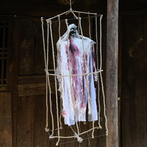 Halloween Decoration Hemp Rope Cage Ghost Hanging Ghost Horror Decoration Haunted House Room Escape Props Party Decoration