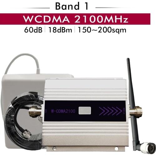3G Signal Booster WCDMA 2100mhz LTE Band 1 UMTS 2100 Cellphone Signal Repeater Amplifier Set with Panel Whip Antenna 10M Cable