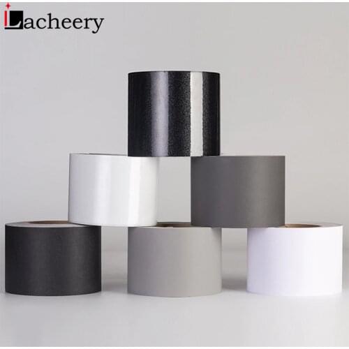 Black/White Waterproof Marble Waist Line Wall Sticker Windowsill Floor Wall Border Decal Self Adhesive Solid Color Skirting Line
